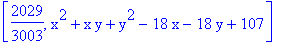 [2029/3003, x^2+x*y+y^2-18*x-18*y+107]